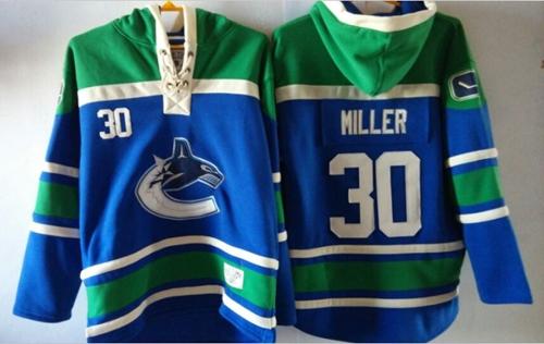 Vancouver Canucks 30 Ryan Miller Blue Sawyer Hooded Sweatshirt Stitched NHL Jersey