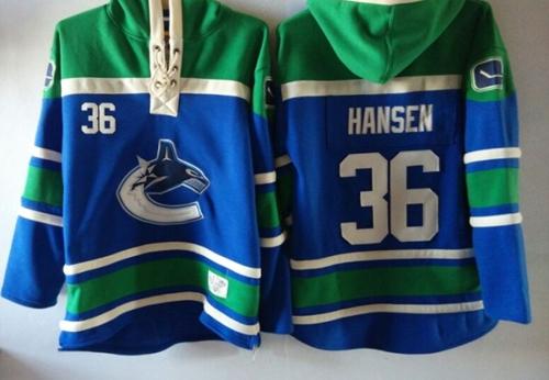 Vancouver Canucks 36 Jannik Hansen Blue Sawyer Hooded Sweatshirt Stitched NHL Jersey