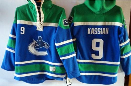 Vancouver Canucks 9 Zack Kassian Blue Sawyer Hooded Sweatshirt Stitched NHL Jersey