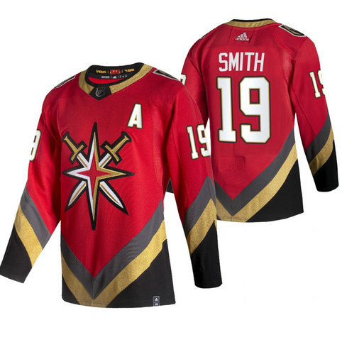 Vegas Golden Knights #19 Reilly Smith Red Men's Adidas 2020-21 Reverse Retro Alternate NHL Jersey