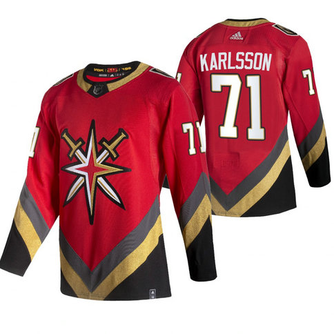 Vegas Golden Knights #71 William Karlsson Red Men's Adidas 2020-21 Reverse Retro Alternate NHL Jersey