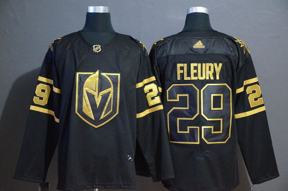 Vegas Golden Knights 29 Marc Andre Fleury Black With Special Glittery Logo Adidas Jersey