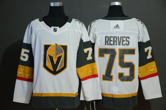 Vegas Golden Knights 75 Ryan Reaves White With Special Glittery Logo Adidas Jersey