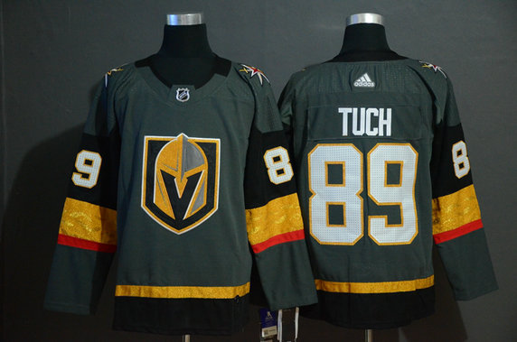 Vegas Golden Knights 89 Alex Tuch Gray With Special Glittery Logo Adidas Jersey