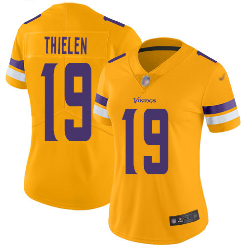 Vikings #19 Adam Thielen Gold Women's Stitched Football Limited Inverted Legend Jersey