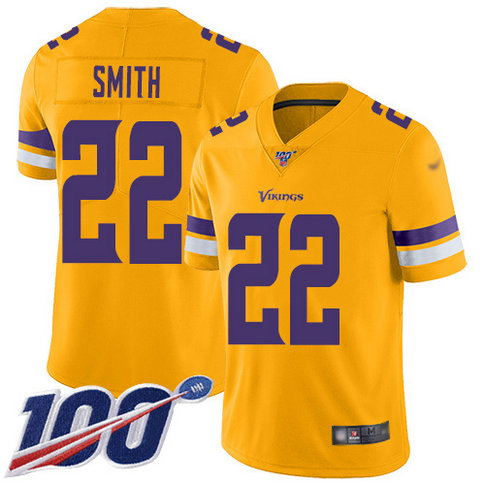 Vikings #22 Harrison Smith Gold Youth Stitched Football Limited Inverted Legend 100th Season Jersey