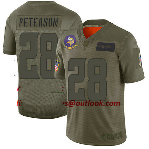 Vikings #28 Adrian Peterson Camo Youth Stitched Football Limited 2019 Salute to Service Jersey