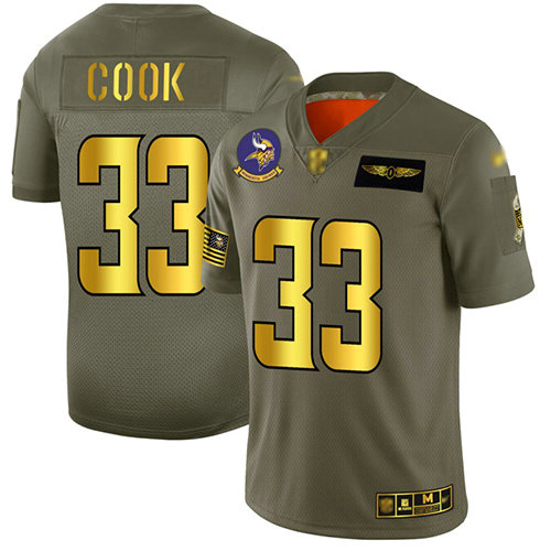Vikings #33 Dalvin Cook Camo Gold Men's Stitched Football Limited 2019 Salute To Service Jersey