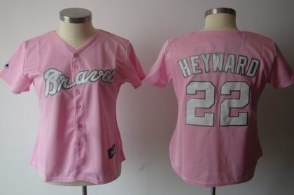 WOMEN Atlanta Braves #22 Jason Heyward PINK Jerseys