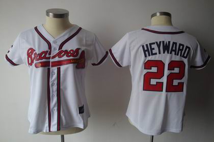 WOMEN Atlanta Braves #22 Jason Heyward WHITE Jerseys