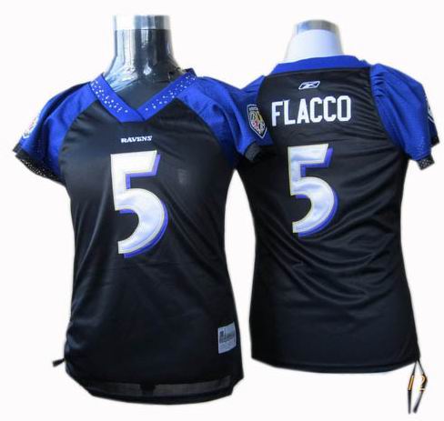 WOMEN Baltimore Ravens 5# Joe Flacco Jerseys black
