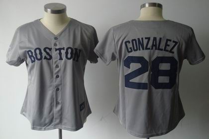 WOMEN Boston Red Sox #28 Adrian Gonzalez jerseys gray