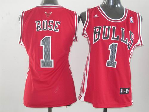 WOMEN Chicago Bulls 1# Derrick Rose red Road Jersey