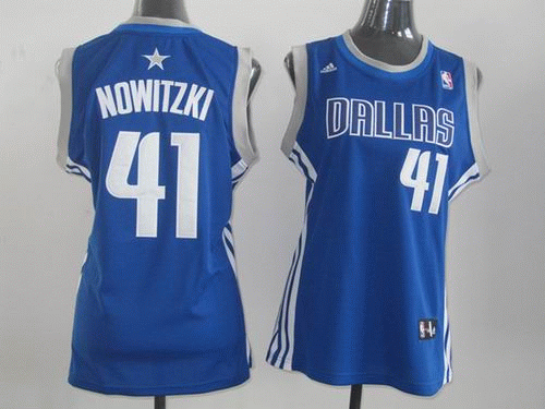 WOMEN Dallas Mavericks 41# Dirk Nowitzki BLUE Jersey