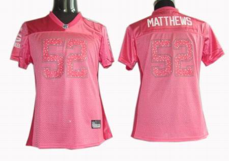WOMEN Green Bay Packers #52 Clav Matthews jerseys pink