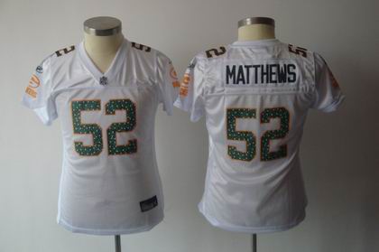 WOMEN Green Bay Packers #52 Clav Matthews white black number jerseys