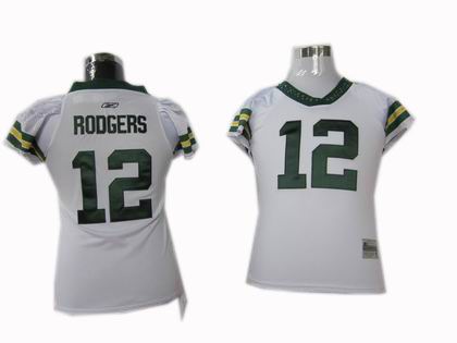 WOMEN Green Bay Packers 12# Aaron Rodgers Jerseys white