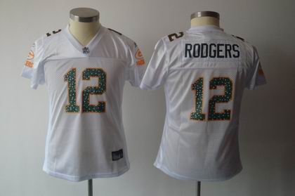WOMEN Green Bay Packers 12# Aaron Rodgers white black  number Jerseys