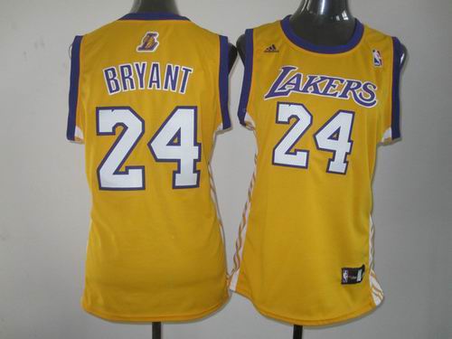 WOMEN Los Angeles Lakers 24# Kobe Bryant yellow Jersey
