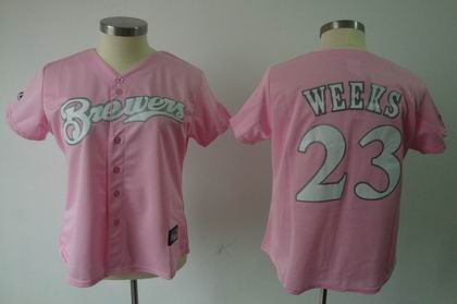 WOMEN Milwaukee Brewers Jerseys #23 Rickie Weeks pink JERSEY