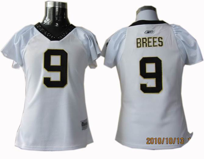 WOMEN New Orleans Saints 9# Drew Brees Field Flirt Fashion Jerseys white