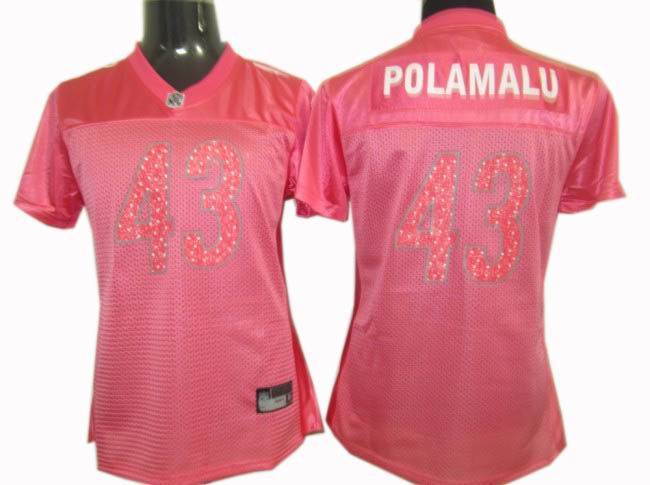 WOMEN Pittsburgh Steelers 43# Troy Polamalu Sweetheart Jersey Pink
