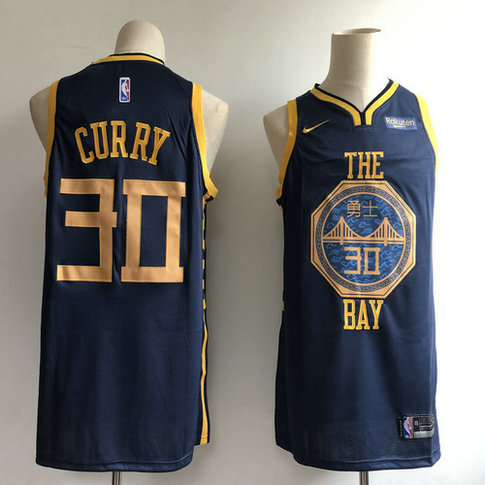 Warriors 30 Stephen Curry Navy 2018-19 City Edition Nike Swingman Jersey