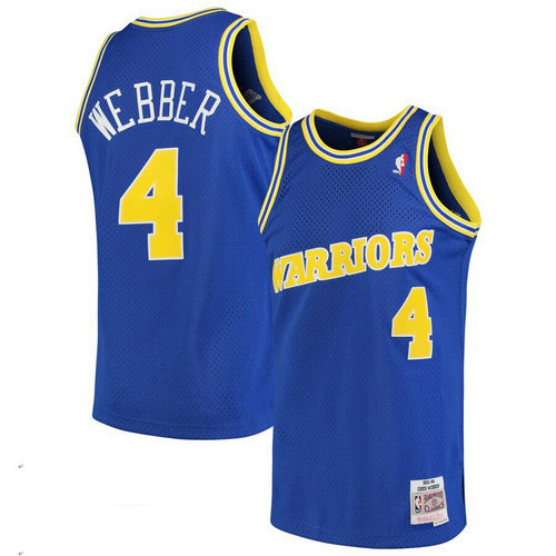 Warriors 4 Chris Webber Blue 1990-94 Hardwood Classics Mesh Jersey