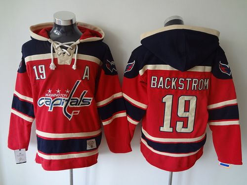 Washington Capitals 19 Nicklas Backstrom Red Sawyer Hooded Sweatshirt NHL jersey