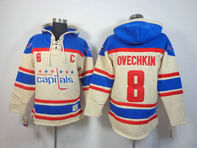 Washington Capitals 8 Alex Ovechkin Cream with blue NHL Fashion hoddies