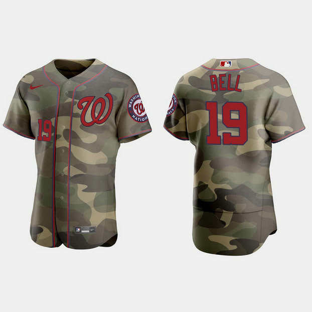 Washington Nationals #19 Josh Bell Men's Nike 2021 Armed Forces Day Authentic MLB Jersey -Camo