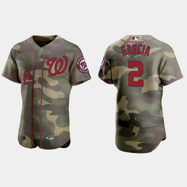 Washington Nationals #2 Luis Garcia Men's Nike 2021 Armed Forces Day Authentic MLB Jersey -Camo