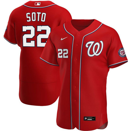 Washington Nationals #22 Juan Soto Men's Nike Red Alternate 2020 Authentic Player MLB Jersey