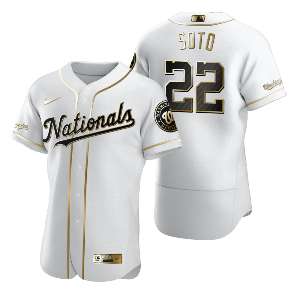 Washington Nationals #22 Juan Soto White Nike Men's Authentic Golden Edition MLB Jersey