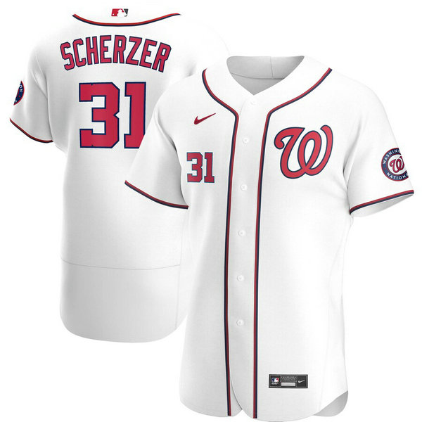 Washington Nationals #31 Max Scherzer Men's Nike White Home 2020 Authentic Player MLB Jersey