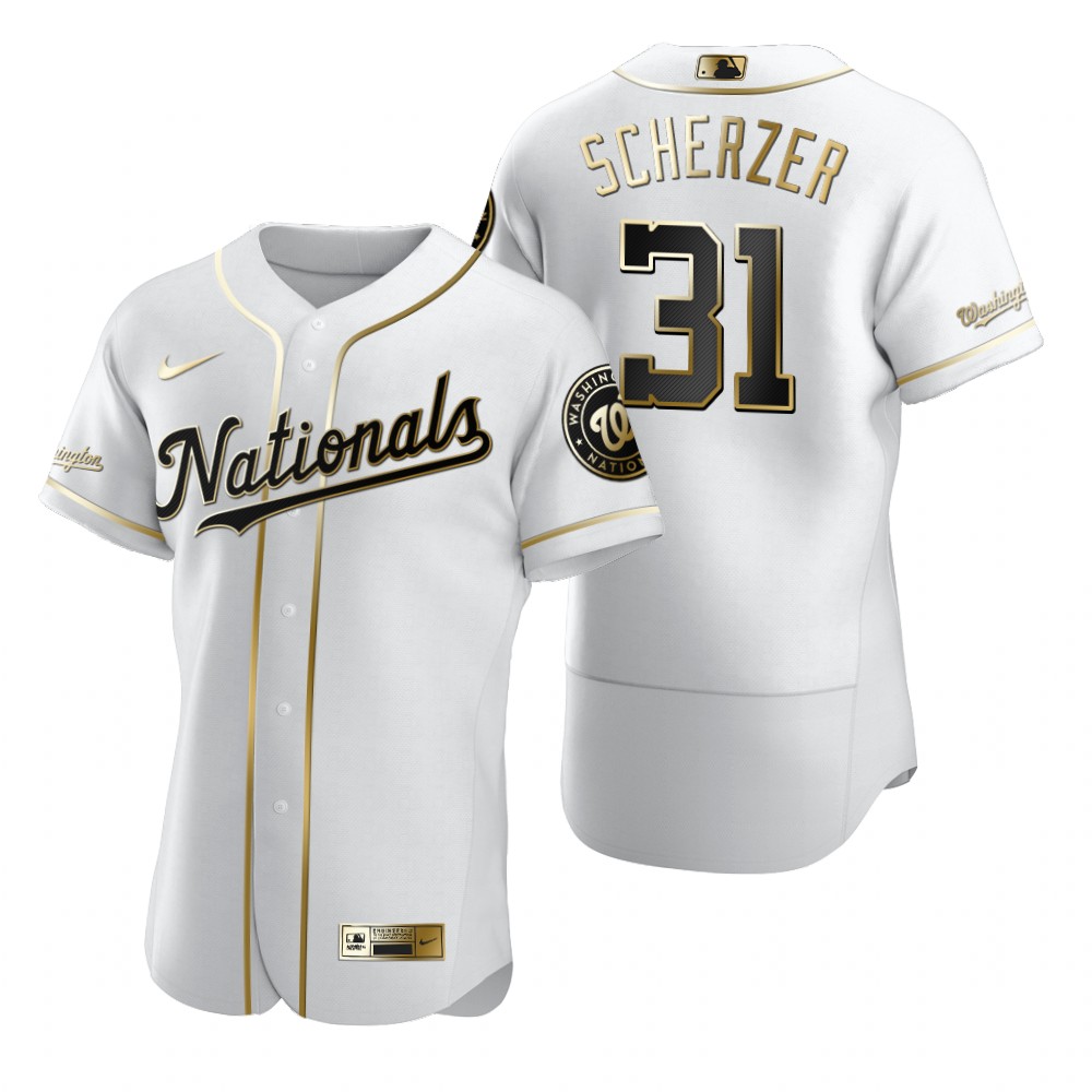 Washington Nationals #31 Max Scherzer White Nike Men's Authentic Golden Edition MLB Jersey