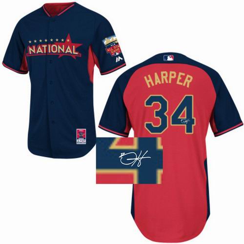 Washington Nationals #34 Bryce Harper National League 2014 All Star Signature Jersey