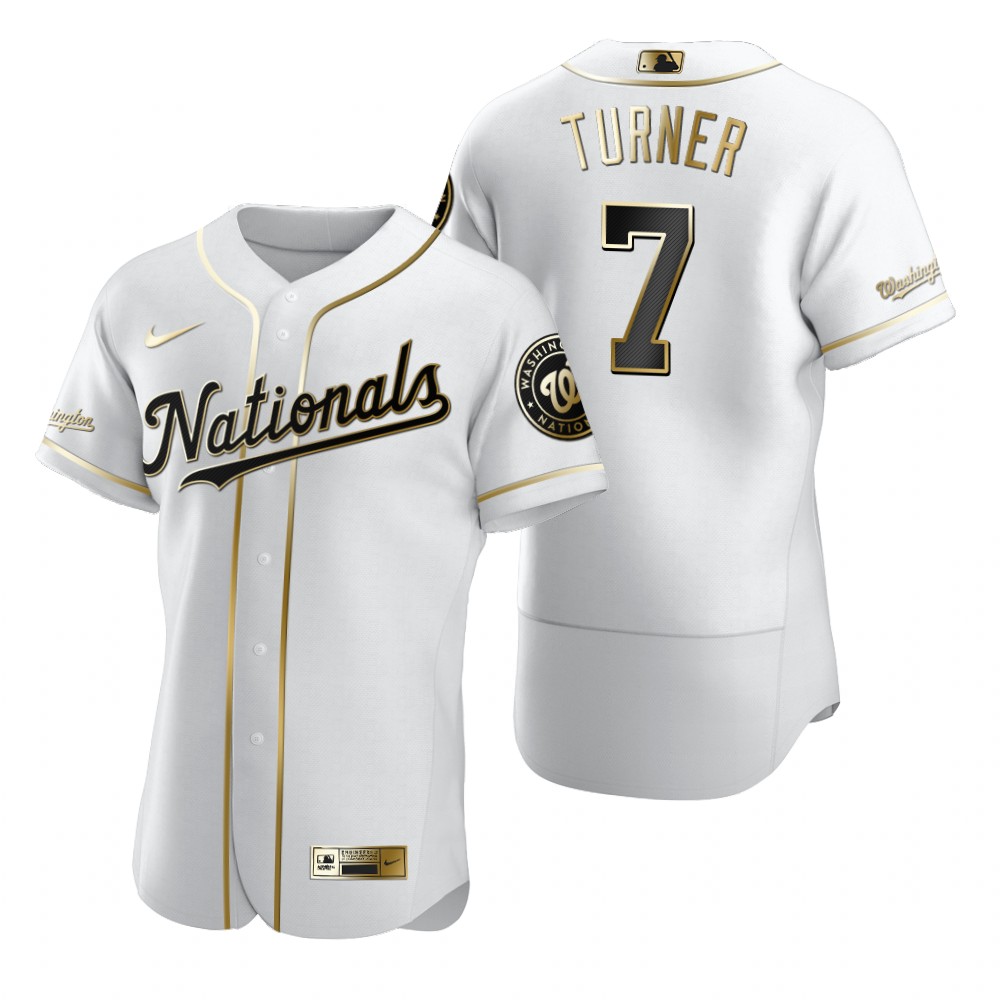 Washington Nationals #7 Trea Turner White Nike Men's Authentic Golden Edition MLB Jersey