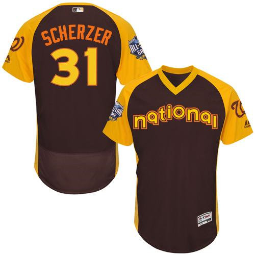 Washington Nationals 31 Max Scherzer Brown Flexbase Authentic Collection 2016 All-Star National League Baseball Jersey