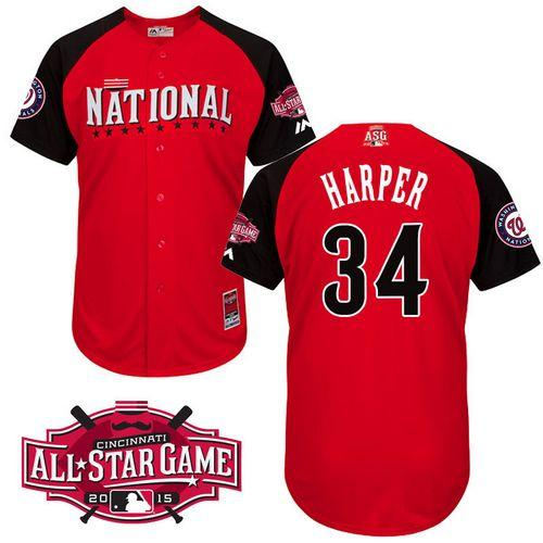 Washington Nationals 34 Bryce Harper Red 2015 All-Star National League Baseball Jersey