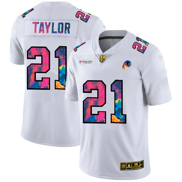 Washington Redskins #21 Sean Taylor Men's White Nike Multi-Color 2020 NFL Crucial Catch Limited NFL Jersey