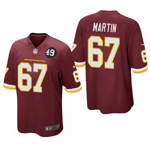 Washington Redskins #67 Wes Martin Men's Nike Burgundy Bobby Mitchell Uniform Patch NFL Game Jersey