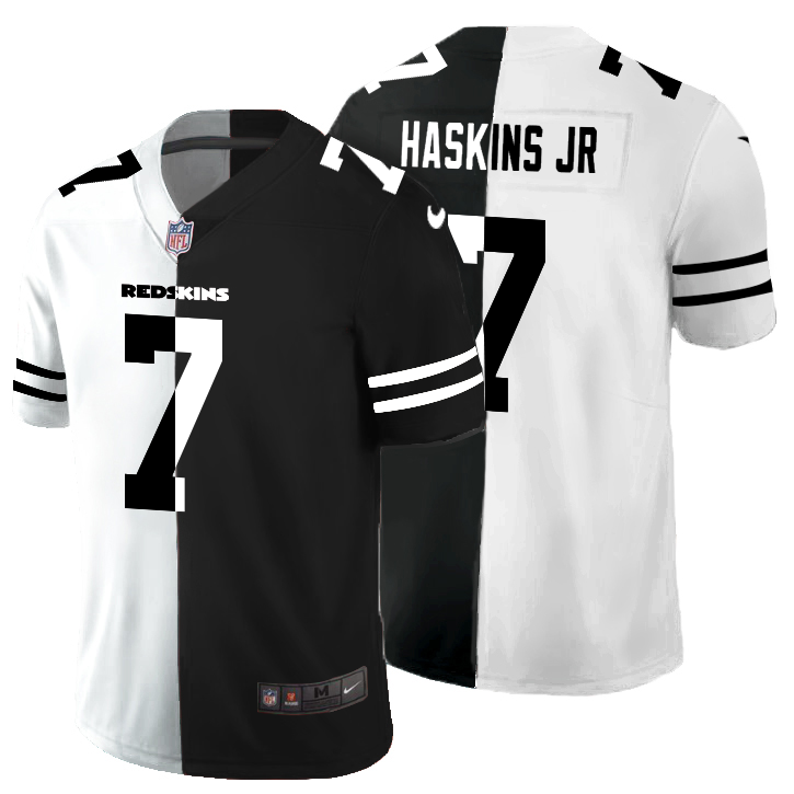 Washington Redskins #7 Dwayne Haskins Jr Men's Black V White Peace Split Nike Vapor Untouchable Limited NFL Jersey