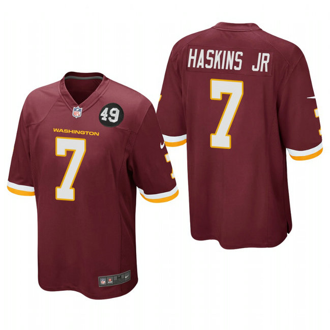 Washington Redskins #7 Dwayne Haskins Jr Men's Nike Burgundy Bobby Mitchell Uniform Patch NFL Game Jersey