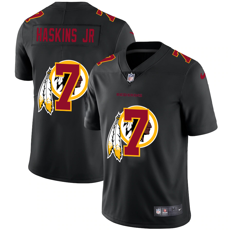 Washington Redskins #7 Dwayne Haskins Jr Men's Nike Team Logo Dual Overlap Limited NFL Jersey Black