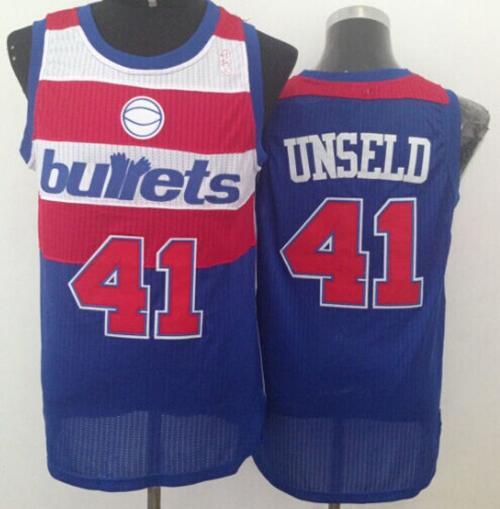 Washington Wizards 41 Wes Unseld Blue Bullets Throwback Stitched NBA Jersey