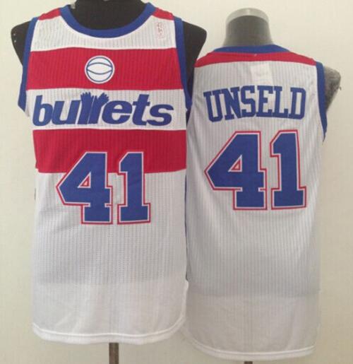 Washington Wizards 41 Wes Unseld White Bullets Throwback Stitched NBA Jersey