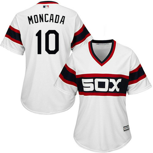 White Sox #10 Yoan Moncada White Alternate Home Women's Stitched MLB Jersey_1