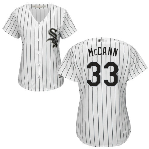 White Sox #33 James McCann White(Black Strip) Home Women's Stitched Baseball Jersey