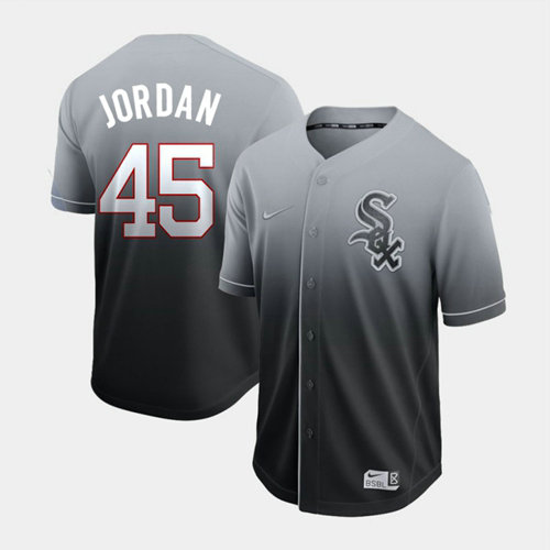 White Sox #45 Michael Jordan Black Fade Authentic Stitched Baseball Jersey